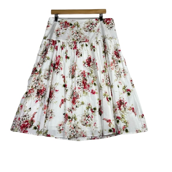 Antonio Melani Harriet Pleated Drop Waist A-Line Midi Skirt Floral Size 12 - Picture 1 of 7